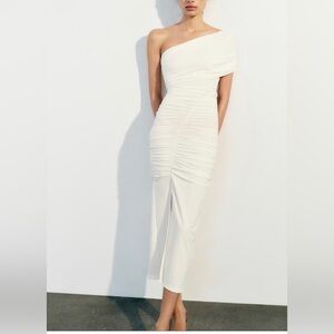 Zara- brand new long ruched white dress